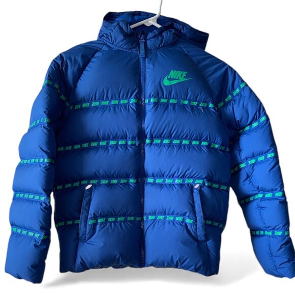 Nike Big Kids' Down Jacket Game Royal/Stadium Green Puffer Size Lg - Picture 2 of 8